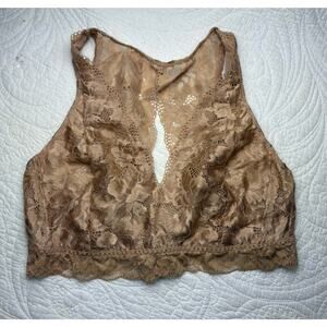 NEW Soma Embraceable Lace Bralette Size Medium Nude/Tan Racerback Pull On